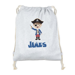 Blue Pirate Drawstring Backpack - Sweatshirt Fleece - Double Sided (Personalized)