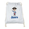 Blue Pirate Drawstring Backpack - Sweatshirt Fleece - Double Sided (Personalized)