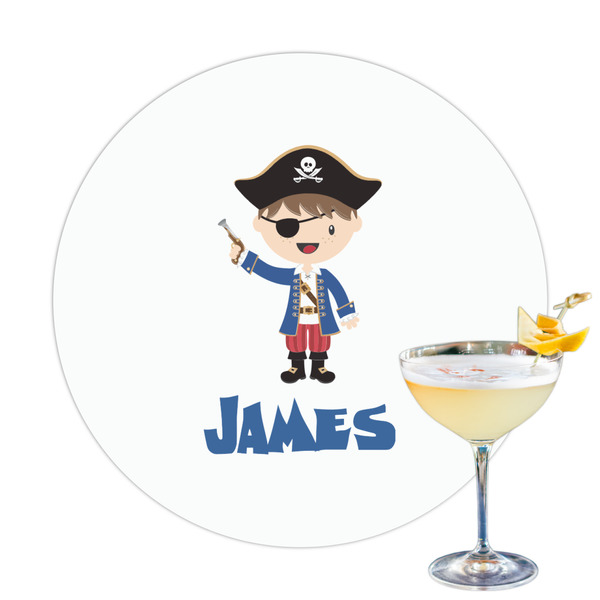 Custom Blue Pirate Printed Drink Topper - 3.25" (Personalized)