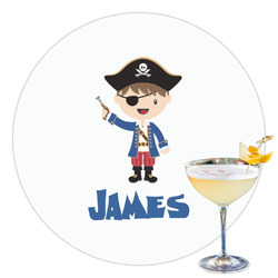 Blue Pirate Printed Drink Topper - 3.5" (Personalized)