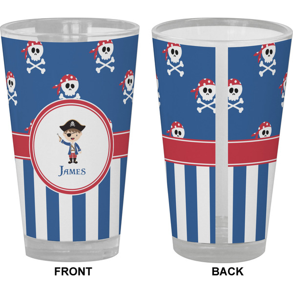 Blue Pirate Pint Glass - Full Color - Front & Back Views