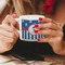 Blue Pirate Espresso Cup - 6oz (Double Shot) LIFESTYLE (Woman hands cropped)