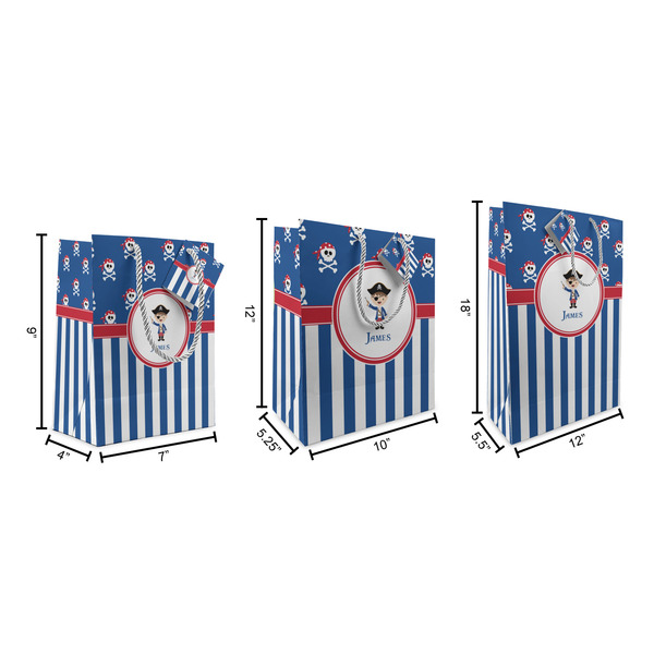 Blue Pirate Gift Bags - All Sizes - Dimensions