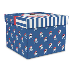 Blue Pirate Gift Box with Lid - Canvas Wrapped - Large (Personalized)