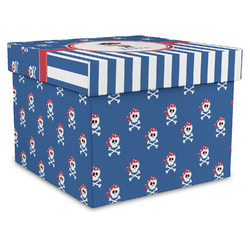 Blue Pirate Gift Box with Lid - Canvas Wrapped - XX-Large (Personalized)