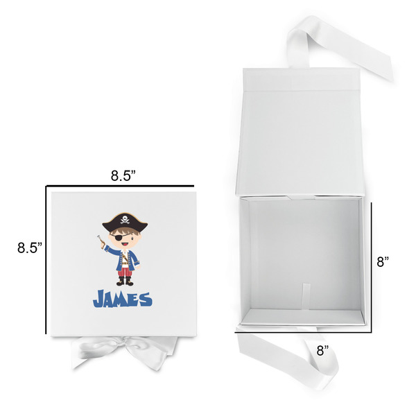 Blue Pirate Gift Boxes with Magnetic Lid - White - Open & Closed