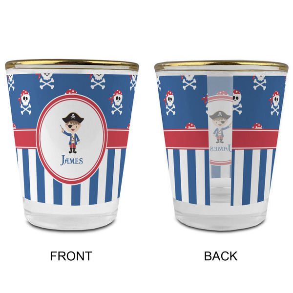 Blue Pirate Glass Shot Glass - with gold rim - APPROVAL