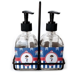 Blue Pirate Glass Soap & Lotion Bottle Set (Personalized)