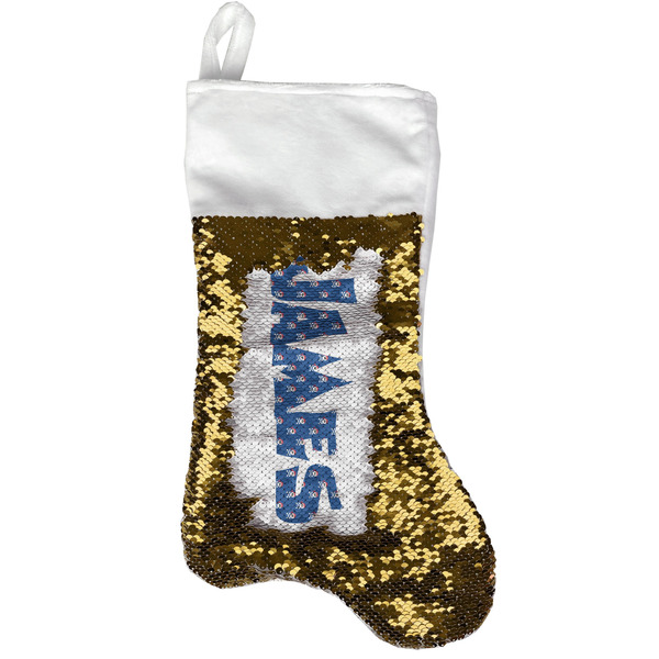 Custom Blue Pirate Reversible Sequin Stocking - Gold (Personalized)