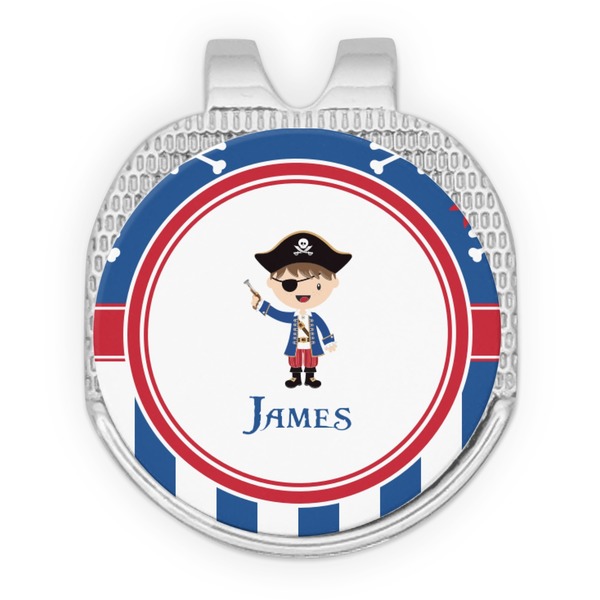 Custom Blue Pirate Golf Ball Marker - Hat Clip - Silver