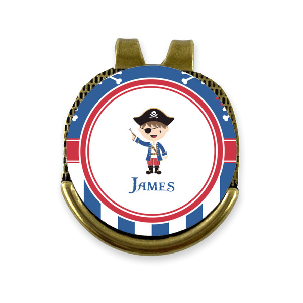 Custom Blue Pirate Golf Ball Marker - Hat Clip - Gold