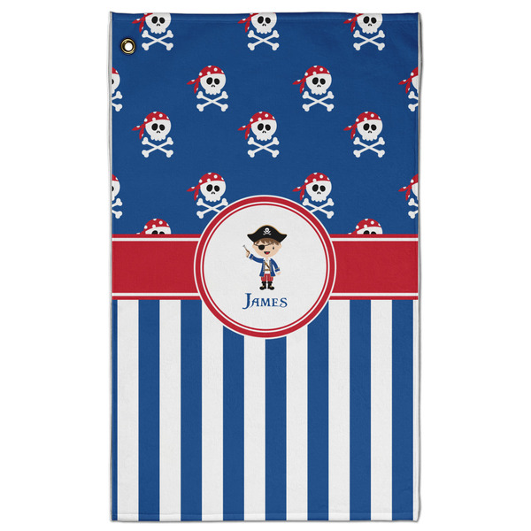 Custom Blue Pirate Golf Towel - Poly-Cotton Blend w/ Name or Text