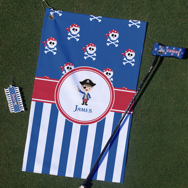 Custom Blue Pirate Golf Towel Gift Set (Personalized)