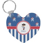 Blue Pirate Heart Plastic Keychain w/ Name or Text