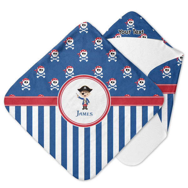 Custom Blue Pirate Hooded Baby Towel (Personalized)