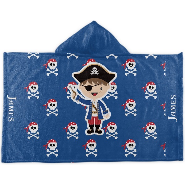 Custom Blue Pirate Kids Hooded Towel (Personalized)