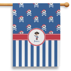 Blue Pirate 28" House Flag - Double Sided (Personalized)