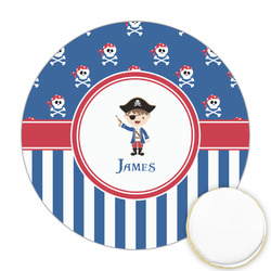 Blue Pirate Printed Cookie Topper - Round (Personalized)