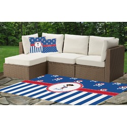Blue Pirate Indoor / Outdoor Rug - Custom Size w/ Name or Text