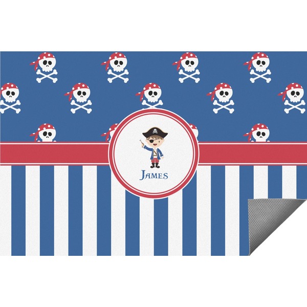 Custom Blue Pirate Indoor / Outdoor Rug - 6'x8' w/ Name or Text