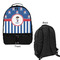 Blue Pirate Large Backpack - Black - Front & Back View