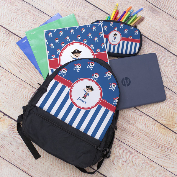 Blue Pirate Large Backpack - Black - With Stuff