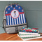 Blue Pirate Large Backpack - Gray - On Desk