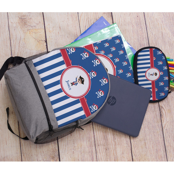 Blue Pirate Large Backpack - Gray - With Stuff