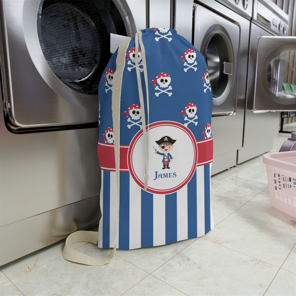 Blue Pirate Large Laundry Bag - In Context