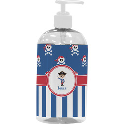 Blue Pirate Plastic Soap / Lotion Dispenser (16 oz - Large - White) (Personalized)