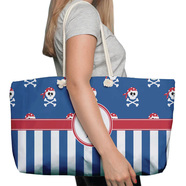 Blue Pirate Large Rope Tote Bag - In Context View