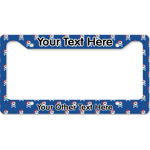 Custom Blue Pirate License Plate Frame - Style B (Personalized)