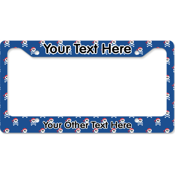 Blue Pirate License Plate Frame Wide