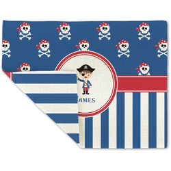 Blue Pirate Double-Sided Linen Placemat - Single w/ Name or Text