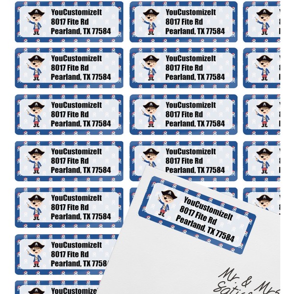 Blue Pirate Mailing Label on Envelope - Multiple Labels
