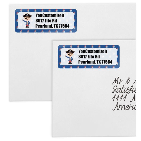 Blue Pirate Mailing Labels - Double Stack Close Up