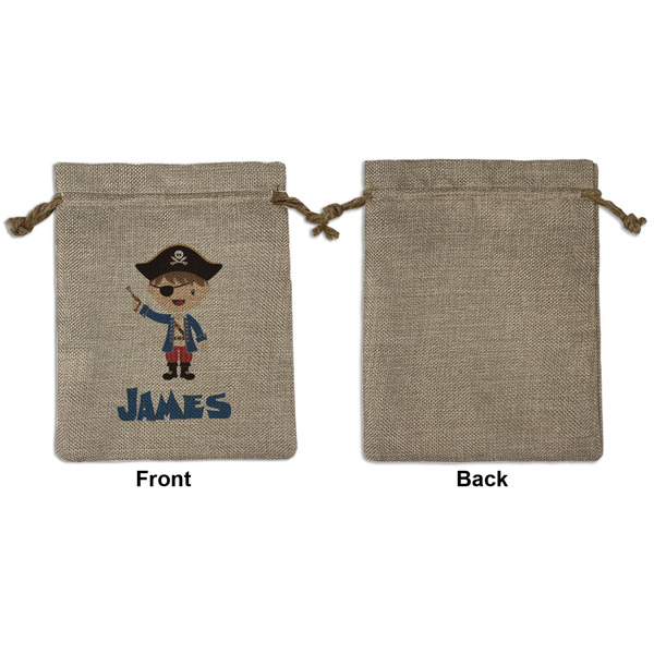 Blue Pirate Medium Burlap Gift Bag - Front Approval