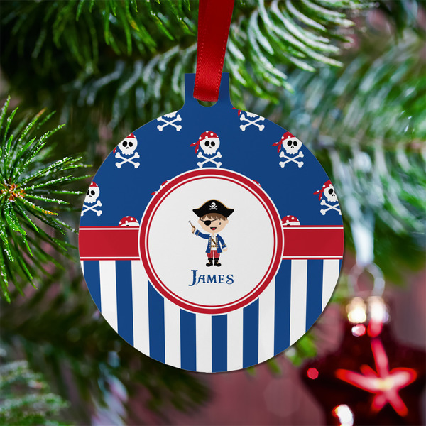 Blue Pirate Metal Ball Ornament - Lifestyle