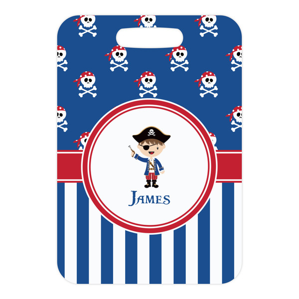 Blue Pirate Metal Luggage Tag - Front Without Strap