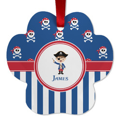 Blue Pirate Metal Paw Ornament - Double Sided w/ Name or Text