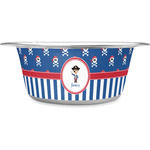 Blue Pirate Stainless Steel Dog Bowl (Personalized)