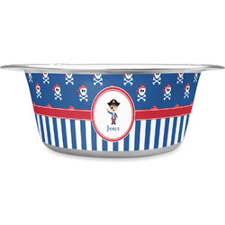 Blue Pirate Stainless Steel Dog Bowl - Medium (Personalized)
