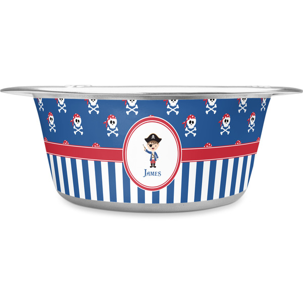 Custom Blue Pirate Stainless Steel Dog Bowl - Small (Personalized)
