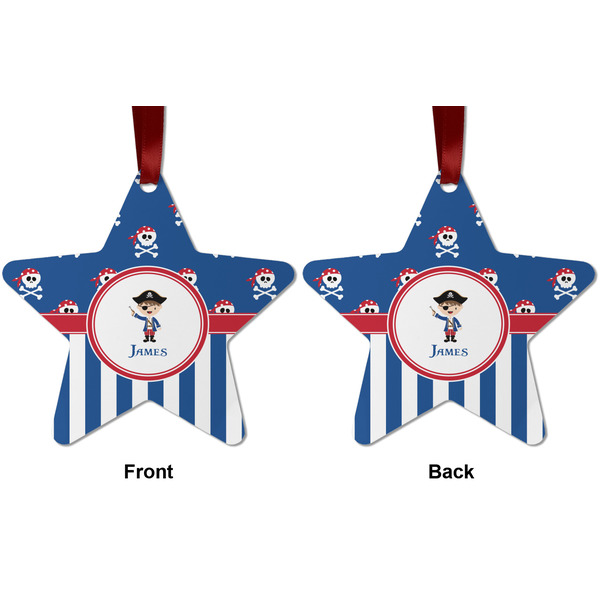 Blue Pirate Metal Star Ornament - Front and Back