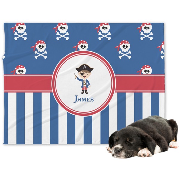 Custom Blue Pirate Dog Blanket (Personalized)