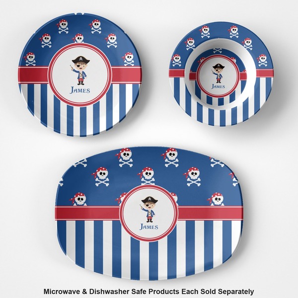 Blue Pirate Microwave & Dishwasher Safe CP Plastic Dishware - Group