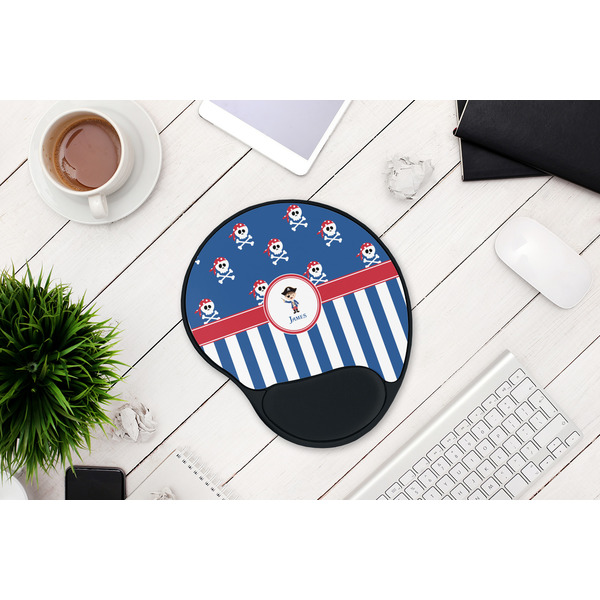 Blue Pirate Mouse Pad with Wrist Rest - LIFESYTLE 1