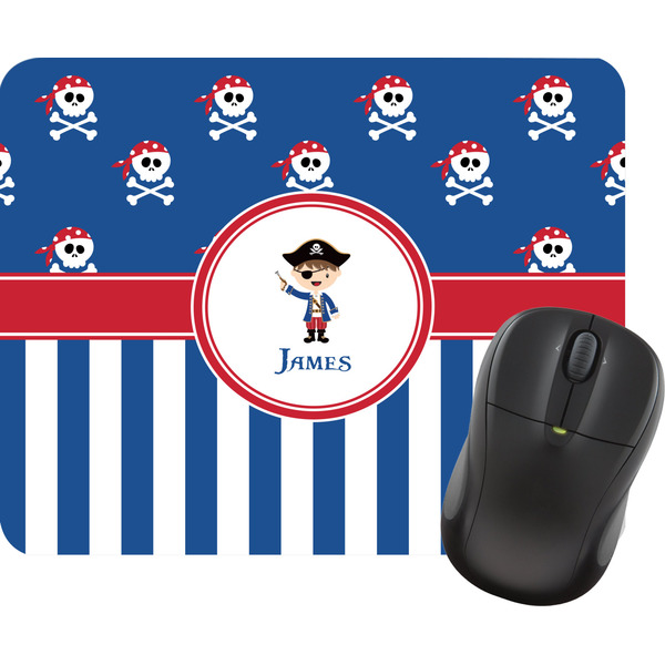 Custom Blue Pirate Rectangular Mouse Pad (Personalized)