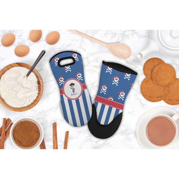 Blue Pirate Neoprene Oven Mitt - Lifestyle Image