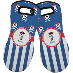 Blue Pirate Neoprene Oven Mitts - Set of 2 w/ Name or Text